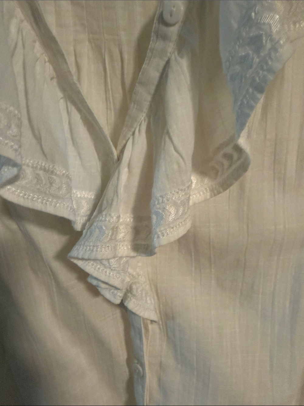 ba&sh White Ruffled V-Neck Button-Down Blouse - Picture 5 of 6